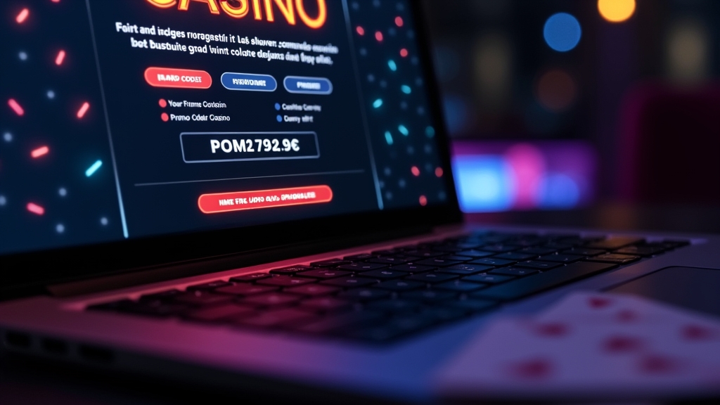 Ecrã de registo de casino com campo de código promocional destacado