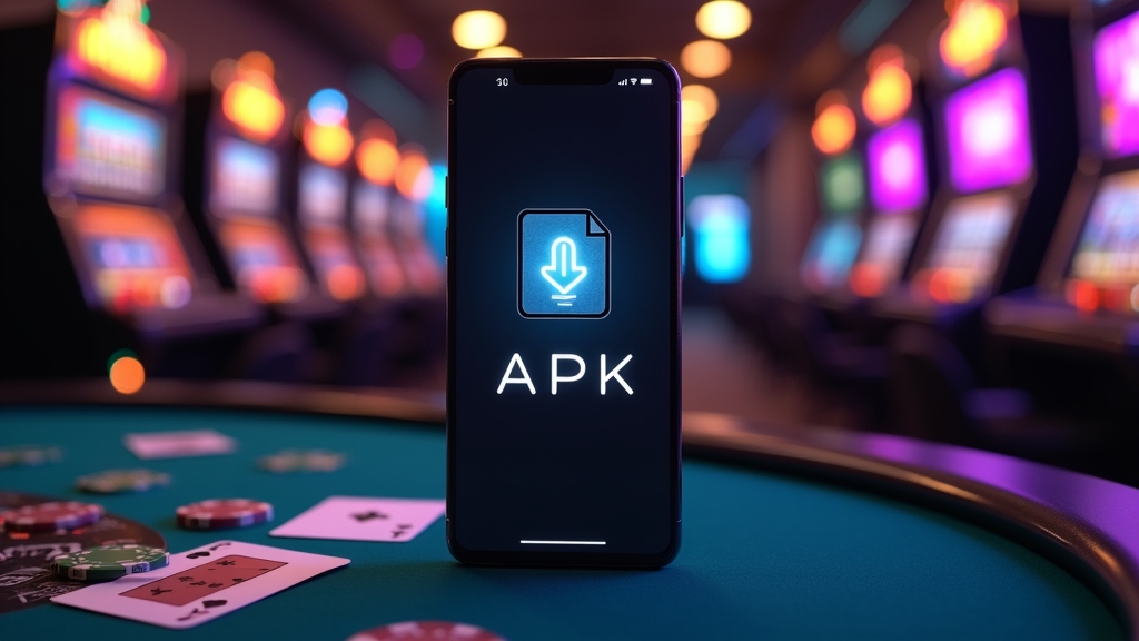 Android a mostrar um ficheiro APK do Luckycapone num cenário de casino